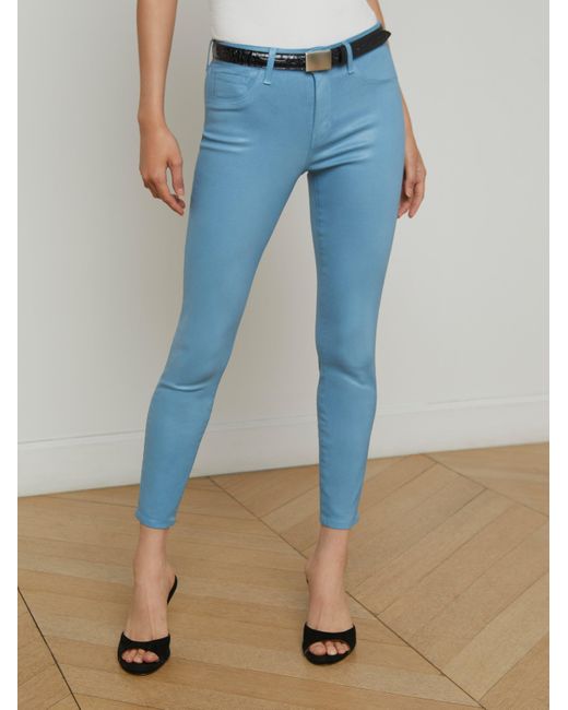 L'Agence Blue Margot Coated Skinny Jean