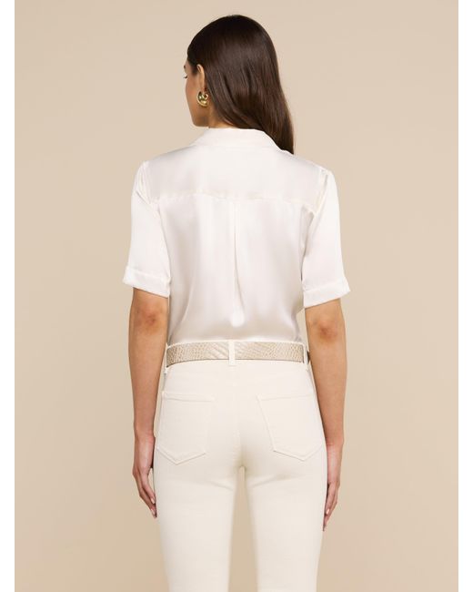 L'Agence White Ellah Short Sleeve Blouse