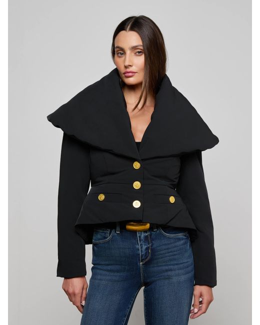 L'Agence Black Pippa High Collar Jacket
