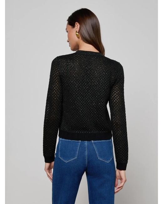 L'Agence Blue Blanca Sequin Cardigan