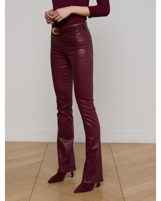 L'Agence Red Ruth Coated Straight-Leg Jean