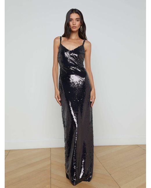 L'Agence White Karma Sequin Maxi Dress