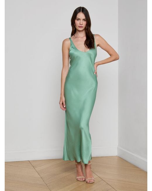 Robe Débardeur En Satin Akiya, Vert Malachite L'Agence en coloris Green