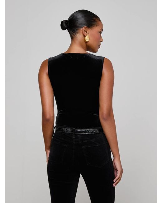 L'Agence Black Molly Velvet Bodysuit