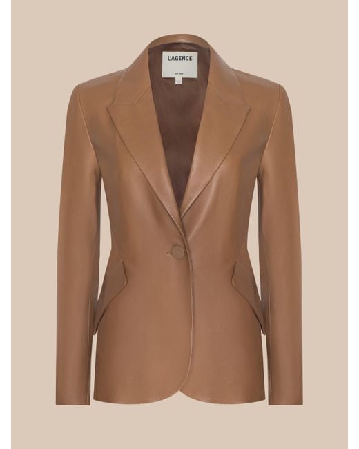 L'Agence Brown Chamberlain Leather Blazer