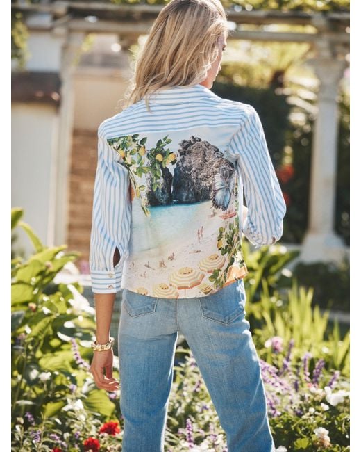 L'Agence Blue Fawn Beach Print Shirt