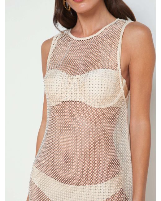 L'Agence White Angela Mesh Cover-up Dress