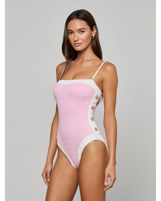 L'Agence Purple Tory Bandeau One-Piece Swimsuit