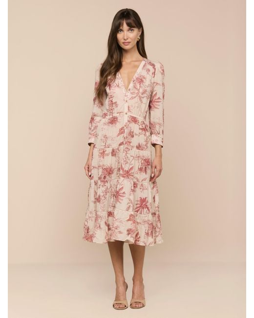 L'Agence Natural Serafine Midi Dress