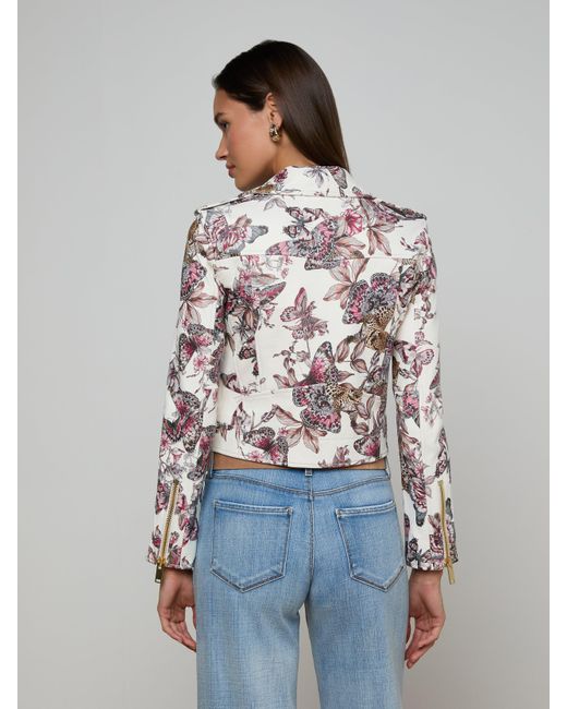 Blouson En Cuir Blakely, Blanc À Imprimé Jungle Papillons Coloré L'Agence en coloris Multicolor