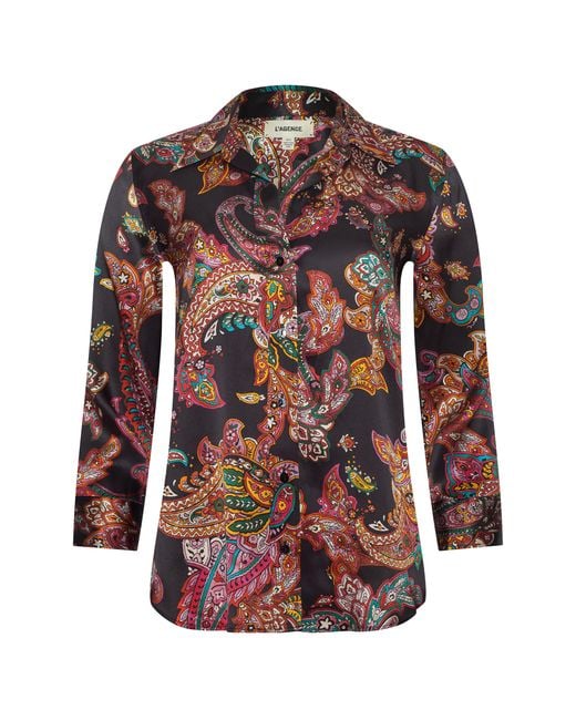 Chemisier En Soie Dani, Noir À Motif Cachemire Coloré L'Agence en coloris Multicolor