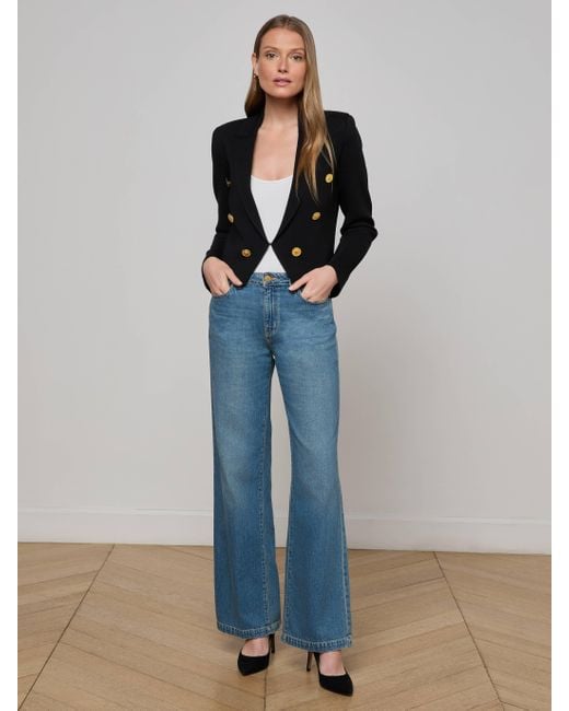 Blazer En Maille Court Elio, Noir/Doré L'Agence en coloris Multicolor