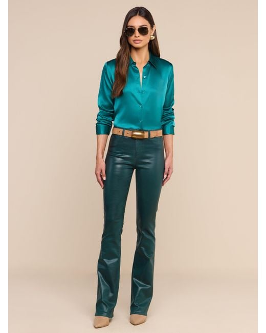 L'Agence Blue Tyler Silk Blouse Top