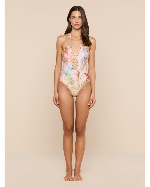L'Agence Natural Opus Halter One-Piece Swimsuit