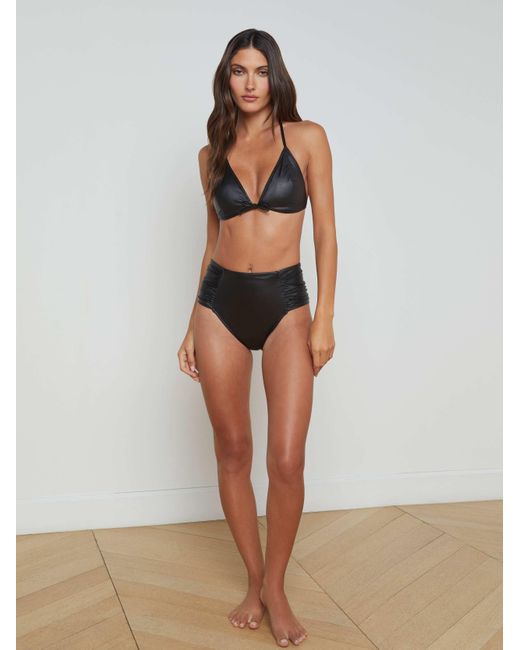 L'Agence White 'Agence Vanessa Faux Leather Bikini Bottom