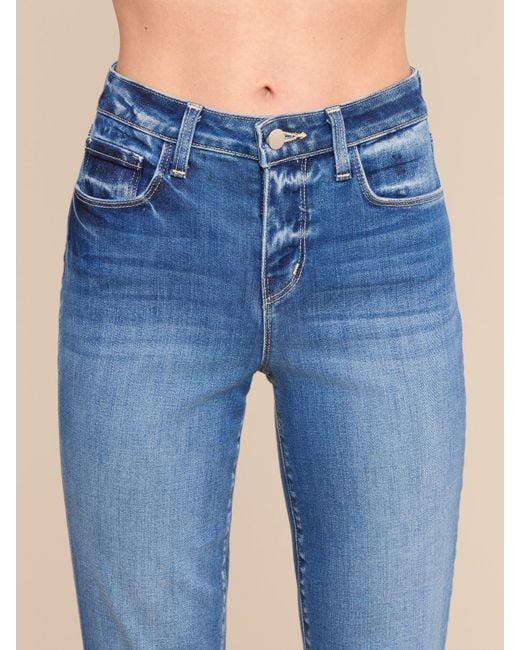 L'Agence Blue Kendra Cropped Flare Jean