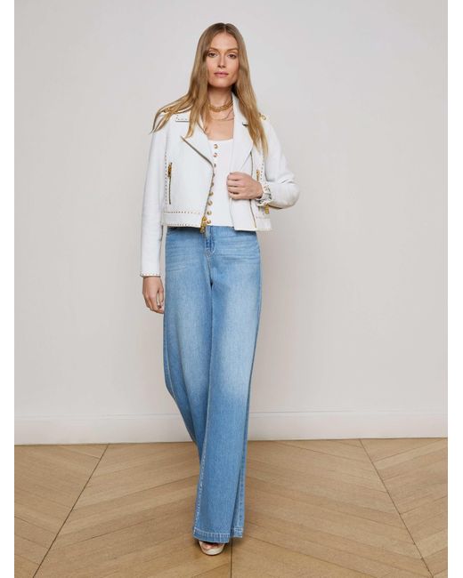 L'Agence White Aelin Studded Leather Jacket