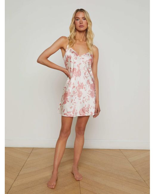L'Agence White Inez Silk Slip Dress