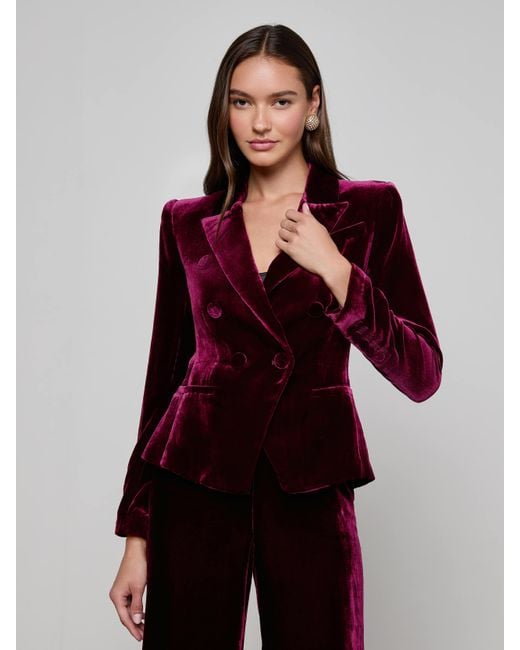 Blazer En Velours Marie, Bordeaux Foncé L'Agence en coloris Red
