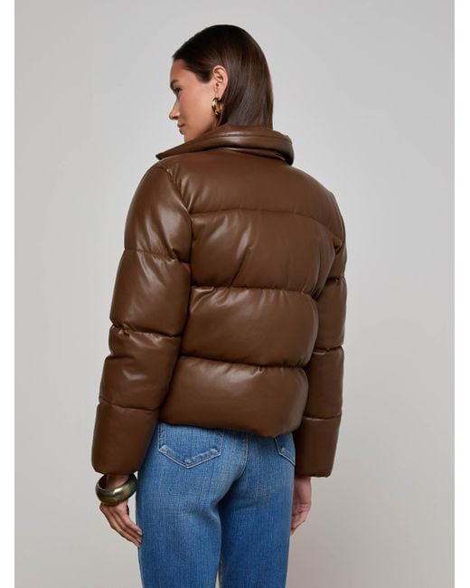 Veste Doudoune En Cuir Vegan Larsen, Brun Carafe À Imprimé Léopard Valencia L'Agence en coloris Blue