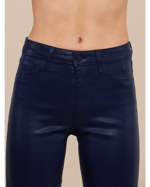 L'Agence Blue Kendra Coated Cropped Flare Jean