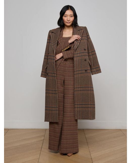 Manteau Long À Carreaux Kolina, Motif À Carreaux Marron L'Agence en coloris Brown