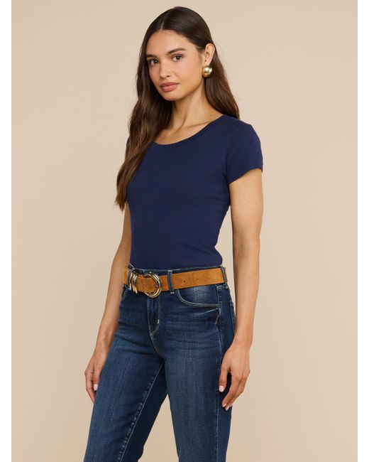 L'Agence Blue Cory Cotton Scoopneck Tee