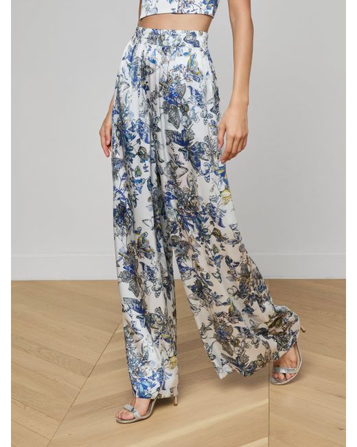 L'Agence White Lillian Silk Wide-Leg Pants