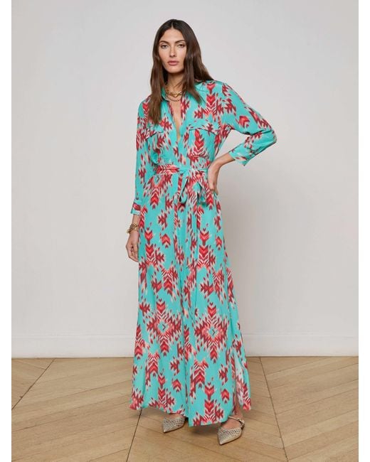 L'Agence Blue 'Agence Cameron Silk Shirt Dress