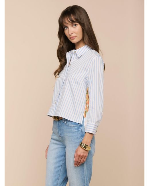 L'Agence Blue Fawn Beach Print Shirt