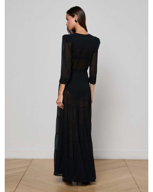 Robe Maxi À Plusieurs Niveaux En Noir L'Agence en coloris Black