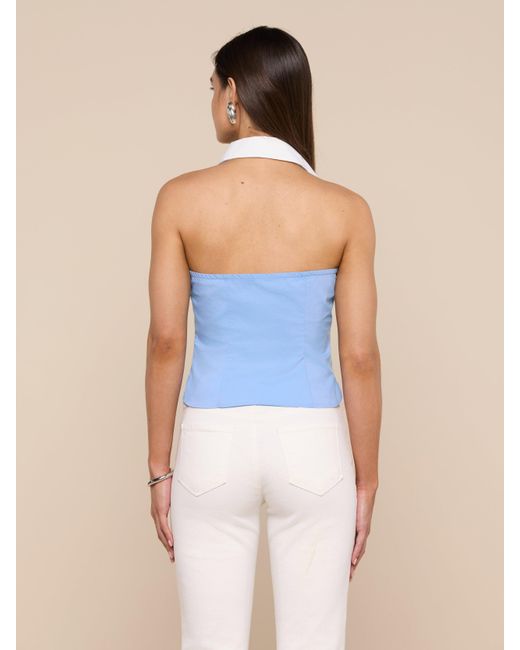 L'Agence Blue 'Agence Rina Poplin Halter Top