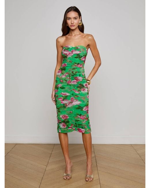 L'Agence Green Caprice Midi Dress