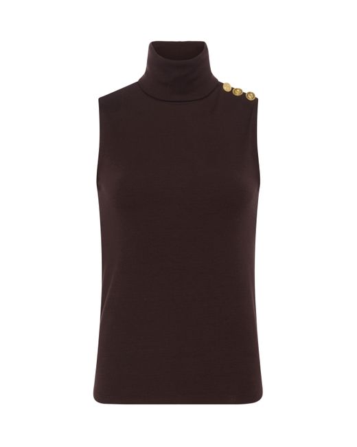 L'Agence Blue Ceci Sleeveless Turtleneck