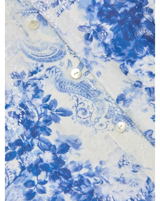 Chemisier En Dentelle Maia, Ivoire À Imprimé Dentelle Et Cachemire Bleu Style Aquarelle L'Agence en coloris Blue
