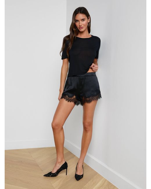L'Agence Black 'Agence Joy Silk Lace Short