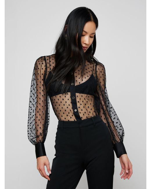 L'Agence Black Sophie Long-Sleeved Blouse Top