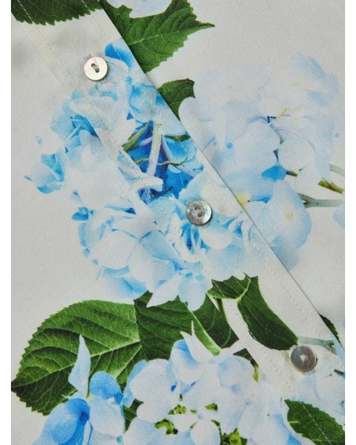 Chemisier En Soie Dani, Ivoire Avec Imprimé Hortensias Bleu Clair L'Agence en coloris Multicolor