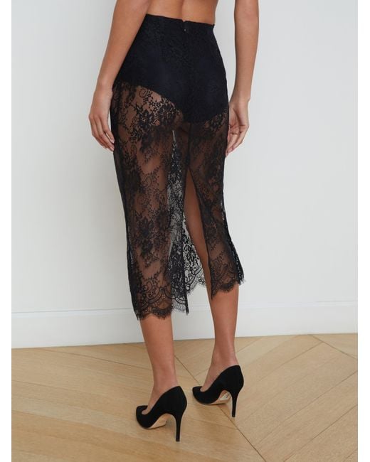 Jupe Crayon En Dentelle Makena, Noir L'Agence en coloris Multicolor