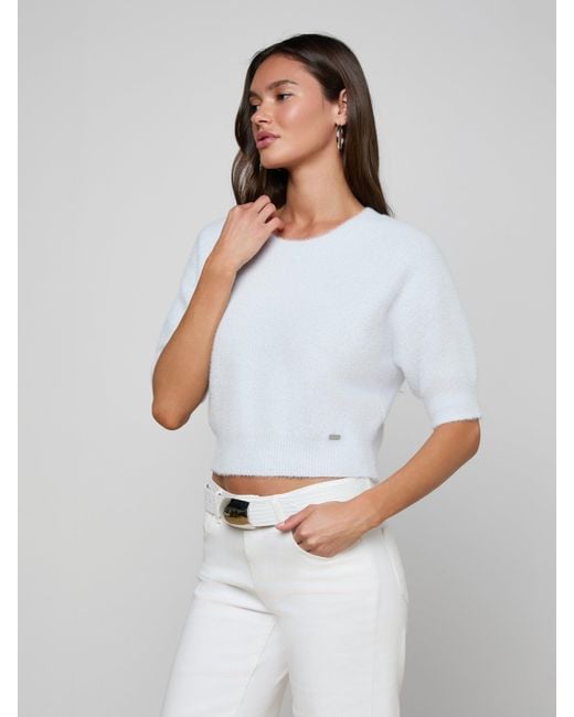 L'Agence White Guinevere Cropped Pullover