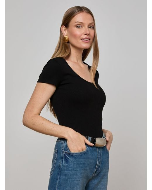 L'Agence Black Brynlee Scoopneck T-Shirt