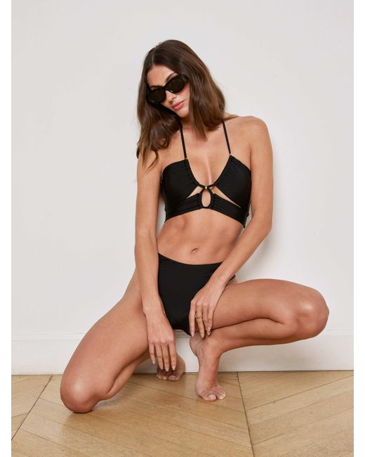 L'Agence Black Sirena Halter Bikini Top
