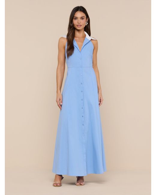 Robe Longue En Popeline Maurie, Bleu/Blanc L'Agence en coloris Blue