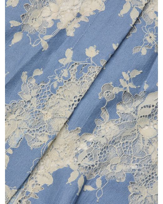 L'Agence Blue Ralphie Lace Midi Dress