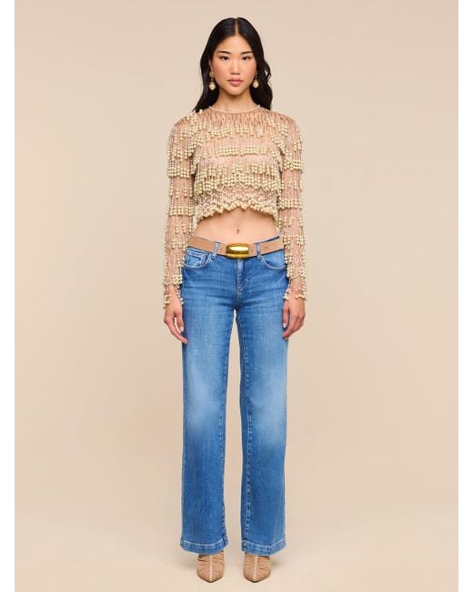 L'Agence Natural Rogan Pearl Fringe Top