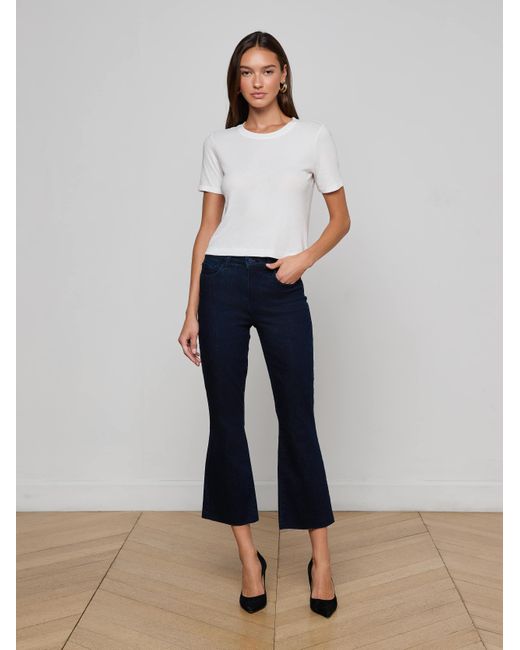 L'Agence White 'Agence Stormy Cropped Cotton T-Shirt
