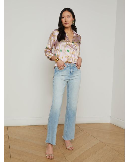 L'Agence Multicolor Dani Silk Blouse Top