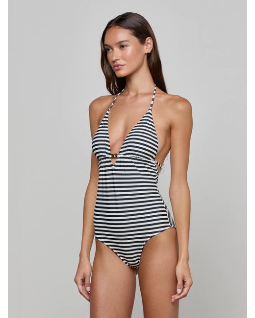 L'Agence Blue Leila Halter One-Piece Swimsuit