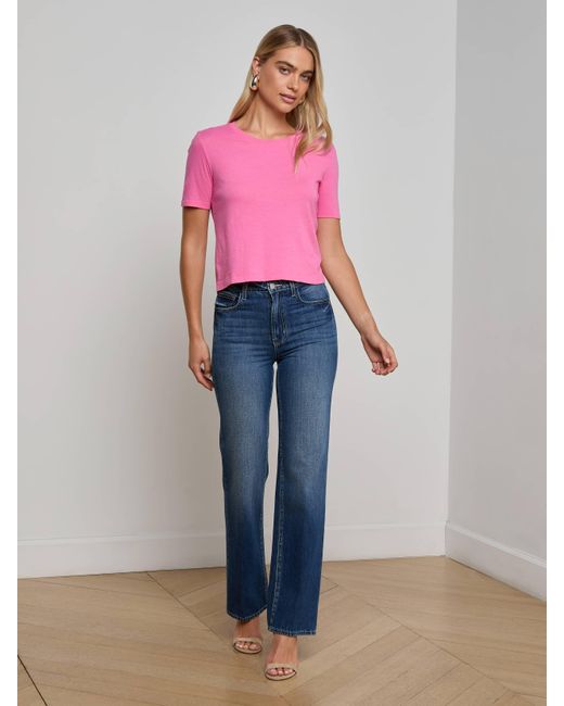 L'Agence Pink Stormy Cotton T-Shirt