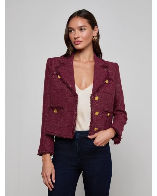L'Agence Red Sylvia Tweed Jacket
